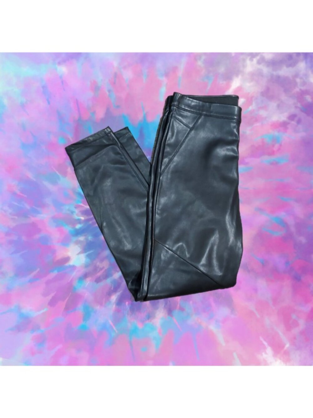 Pants Free People Womens Pull On Flux Leather Black Size 8 Biker Skinny - Picture 2 of 13